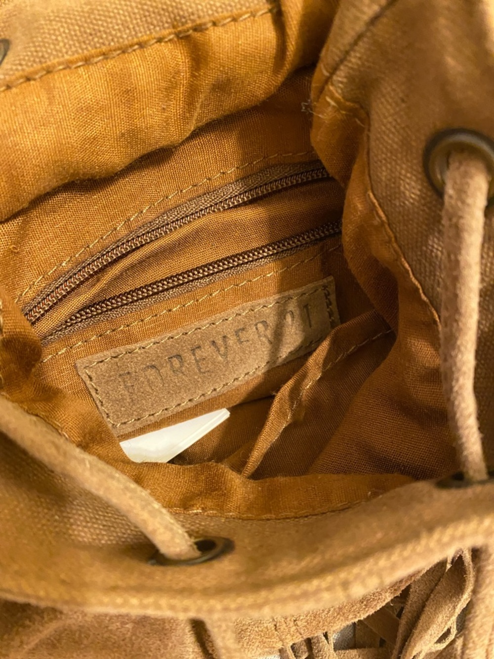 FOREVER 21 Suede Fringe Backpack - Tan - Picture 6 of 9